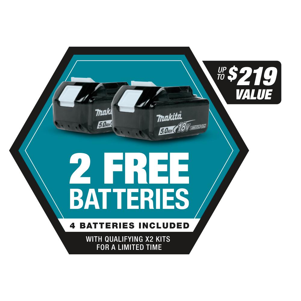 Makita 21 in. 18-Volt X2 (36-Volt) LXT Lithium-Ion Cordless Walk Behind Push Lawn Mower Kit with 4 Batteries (5.0 Ah)