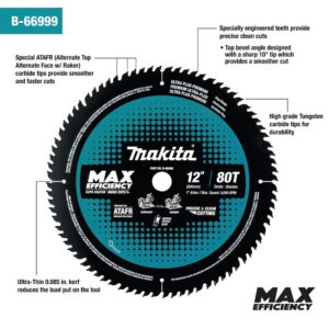 Makita 12 in. 80T Carbide-Tipped Max Efficiency Miter Saw Blade