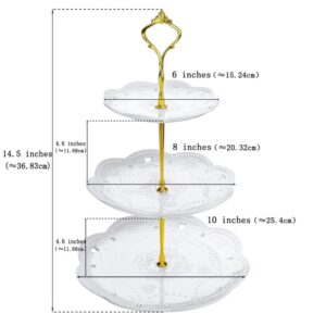 MALACASA 3-Tiered White Cupcake Tower Stand Porcelain Tiered Serving Stand Round Dessert Stand