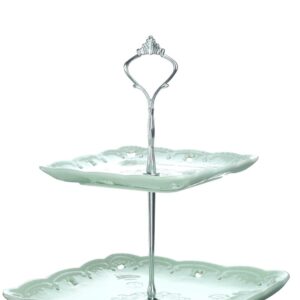 MALACASA 3-Tiered Green Cupcake Tower Stand Square Tiered Dessert Stand Serving Tray
