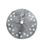 Manor Luxe 56 in. Snowflake Sequin Soft Plush Furry Light Up Round Christmas Tree Skirt in Grey