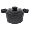 MasterPan Innovative Series 5 qt. Cast Aluminum Non-Stick Stock N Pasta Pot in Black with Easy Pour Strainer and Glass Lid
