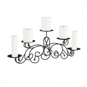 Lavish Home 5 Candle Matte Black Candelabra with Classic Scroll Design