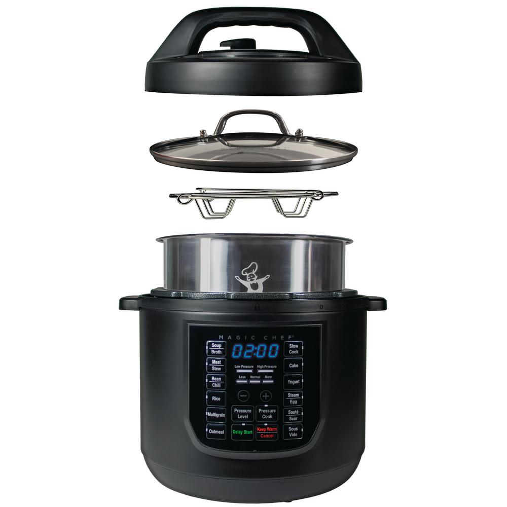 Magic Chef 9-in-1 6 Qt. Matte Black Electric Multi-Cooker with Recipe Book