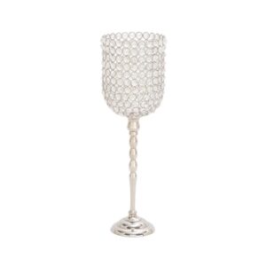 LITTON LANE Clear Acrylic and Aluminum Tall Inverted Bell Candle Holder