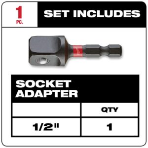 Milwaukee 1/4 in. x 1/2 in. Steel Square Socket Adapter
