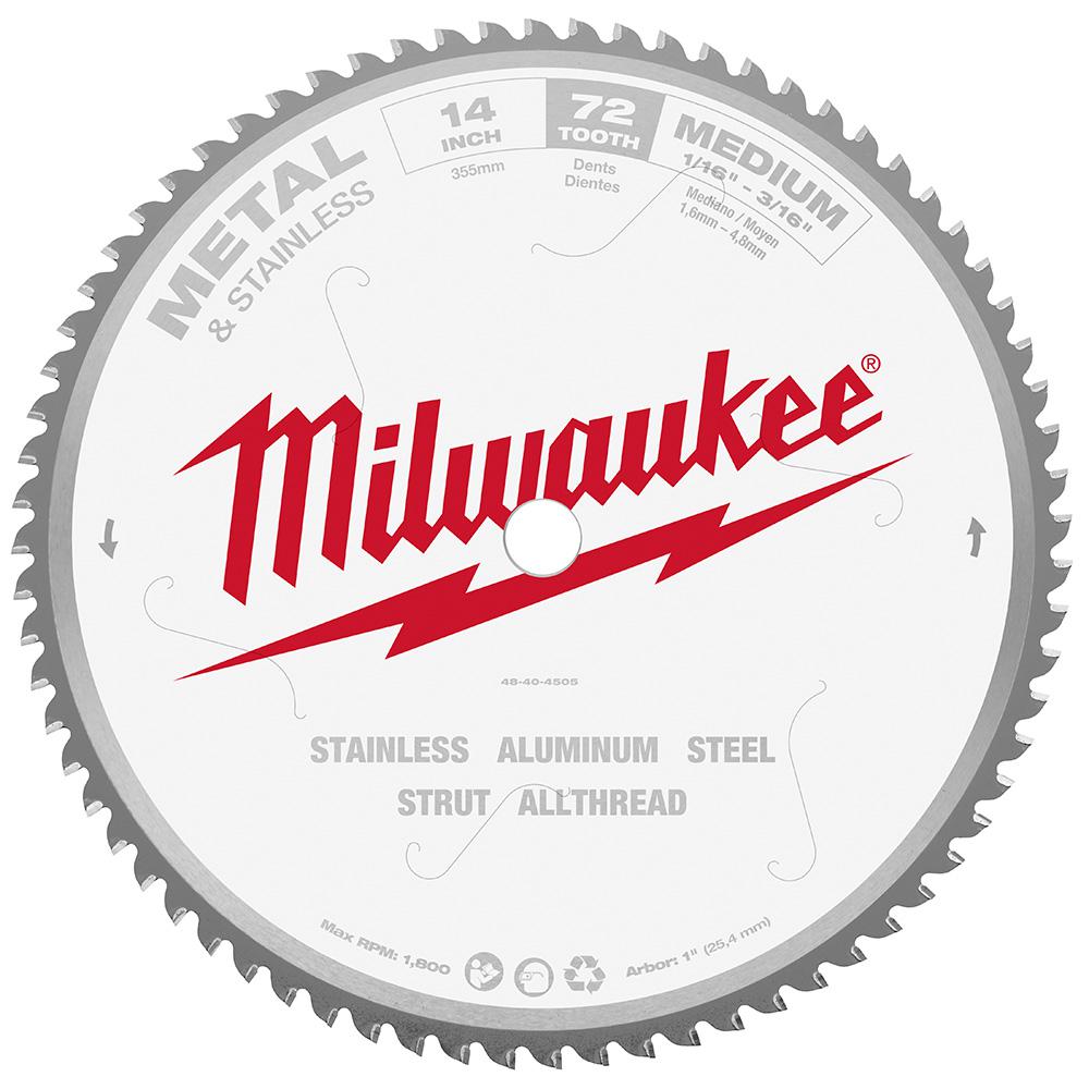 Milwaukee 14 in. x 72 Carbide Teeth Metal & Stainless Cutting Circular Saw Blade