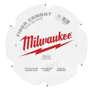 Milwaukee 10 in. x 6-Tooth Polycrystalline Diamond (PCD) Tipped Fiber Cement Cutting Saw Blade