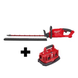 Milwaukee M18 FUEL 18-Volt Lithium-Ion Brushless Cordless Hedge Trimmer with M18 6-Port Sequential Battery Charger