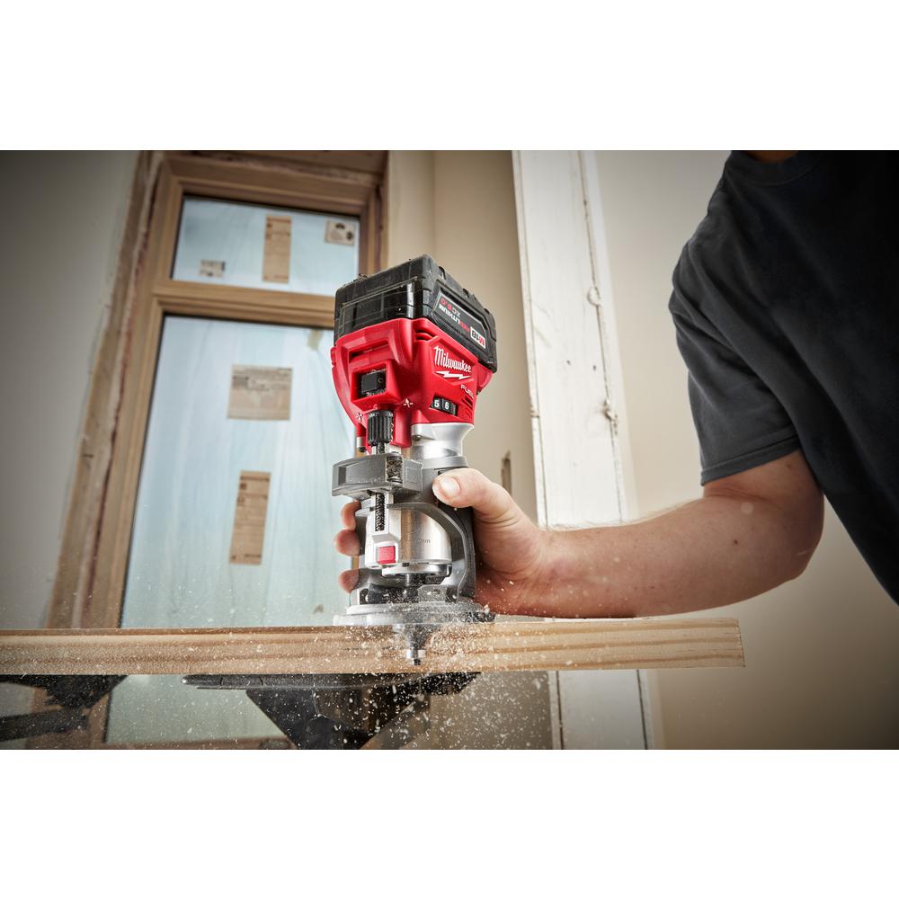 Milwaukee M18 FUEL 18-Volt Lithium-Ion Brushless Cordless Compact Router w/ Compact Router Offset Base & Router Plunge Base