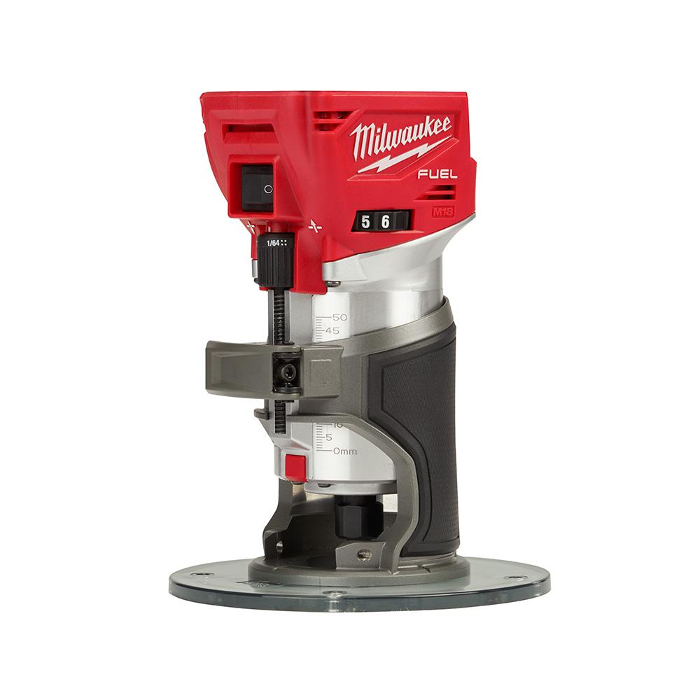 Milwaukee M18 FUEL 18-Volt Lithium-Ion Brushless Cordless Compact Router w/ Compact Router Offset Base & Router Plunge Base