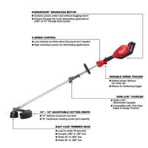Milwaukee M18 FUEL 18-Volt Lithium-Ion Brushless Cordless QUIK-LOK String Trimmer Kit with Two 8.0 Ah Batteries (2-Tool)
