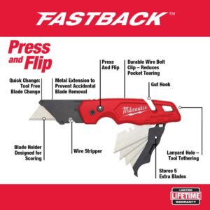 Milwaukee FASTBACK Folding Utility Knife with Blade Storage and General Purpose Blade
