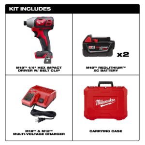 Milwaukee M18 18-Volt Lithium-Ion Cordless 1/4 in. Hex 2-Speed Impact Driver W/(2) 3.0Ah Batteries, Charger, Hard Case