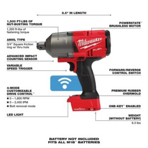 Milwaukee M18 FUEL ONE-KEY 18-Volt Lithium-Ion Brushless Cordless 3/4 in. Impact Wrench w/ Friction Ring & M18 5.0 Ah Battery