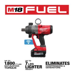 Milwaukee M18 FUEL ONE-KEY 18-Volt Lithium-Ion Brushless Cordless 1 in. Impact Wrench with Friction Ring and Two 8.0 Ah Batteries