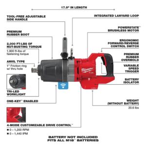 Milwaukee M18 FUEL 18-Volt Lithium-Ion Brushless Cordless 1 in. Impact Wrench with D-Handle (Tool-Only)