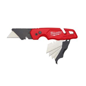 Milwaukee FASTBACK Folding Utility Knife with Blade Storage and 50-Pack General Purpose Utility Blade Set