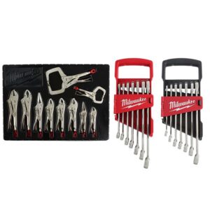 Milwaukee Torque Lock Locking Pliers Kit with Combination Metric and SAE Wrench Mechanics Tool Set (24-Piece)