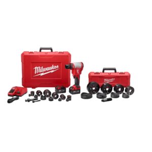 Milwaukee M18 18-Volt Lithium-Ion Cordless 1/2 in.- 4 in. Force Logic Knockout Tool Kit /W FUEL Hammer Drill & 5.0 Ah Battery