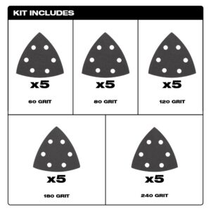 Milwaukee Oscillating Multi-Tool Blade Starter Kit with 3-1/2 in. Triangle Sandpaper Variety Pack (33-Piece)
