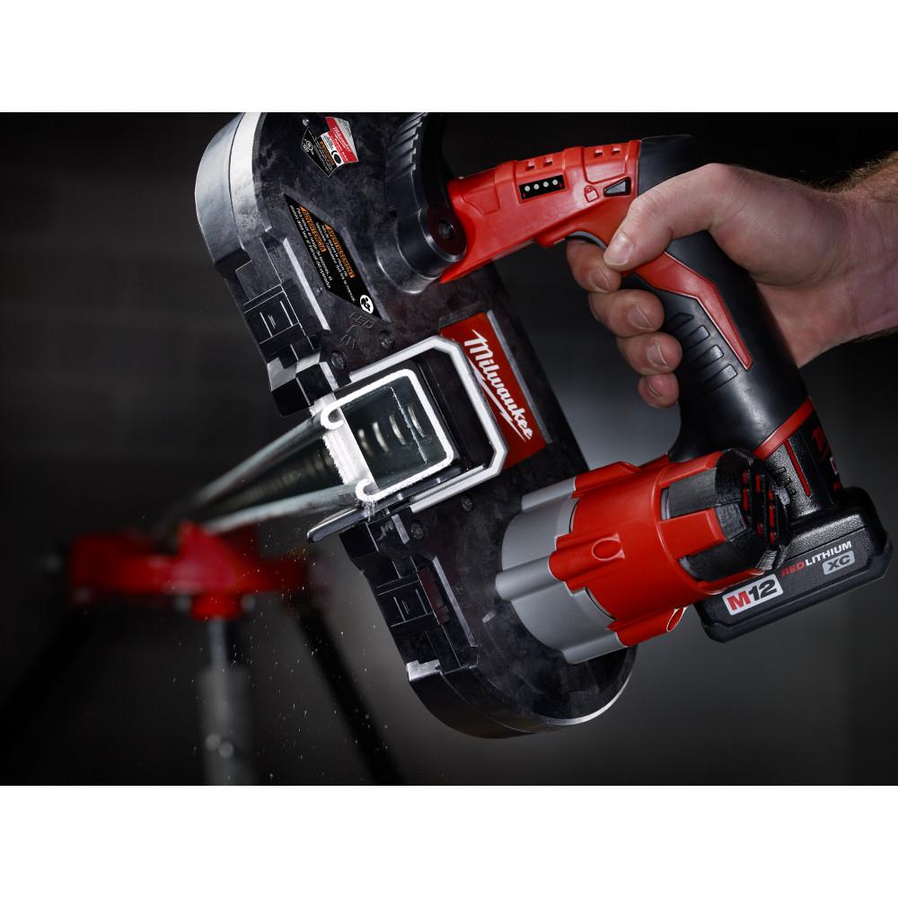 Milwaukee M12 12-Volt Lithium-Ion Cordless Sub-Compact Band Saw and 3/8 in. Ratchet Combo Kit W/ (1) 2.0Ah Battery and Charger