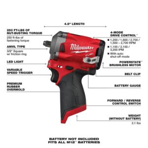 Milwaukee M12 FUEL 12-Volt Lithium-Ion Brushless Cordless Combo Kit (4-Tool) with 2 Batteries and Bag
