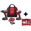 Milwaukee M18 18-Volt Lithium-Ion Cordless Drill Driver/Impact Driver Combo Kit (2-Tool) with 2 Batteries and 50p Driving Bit Set