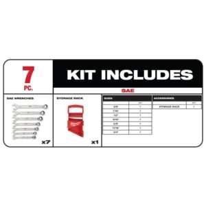 Milwaukee SAE Combination Ratcheting Wrench Mechanics Tool Set (7-Piece)