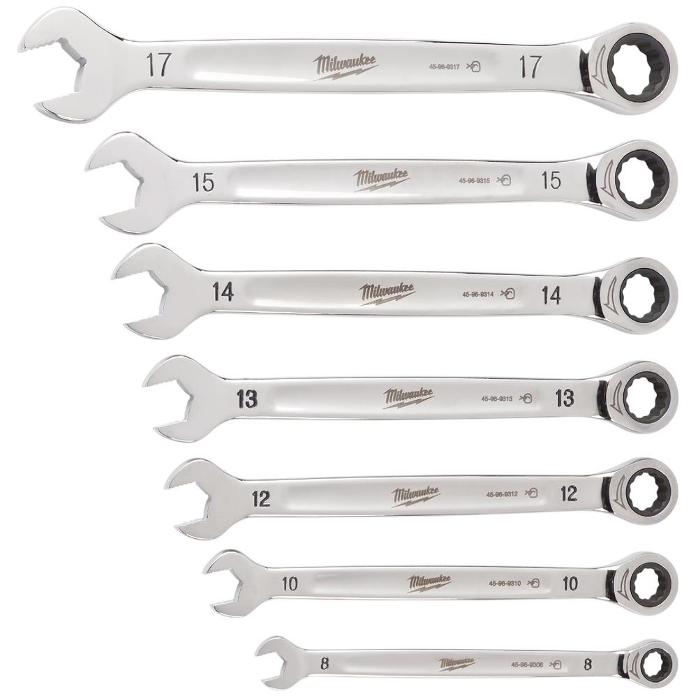 Milwaukee Metric Combination Ratcheting Wrench Mechanics Tool Set (7-Piece)