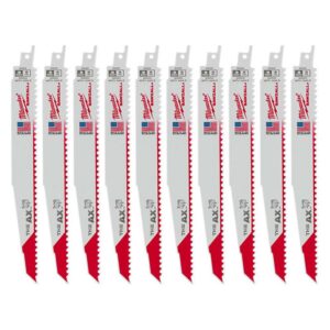 Milwaukee 9 in. 5 TPI AX Nail-Embedded Wood Cutting Reciprocating Saw Blades (10-Pack)