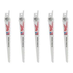 Milwaukee 6 in. 6 Teeth per in. Clean Wood Cutting SAWZALL Reciprocating Saw Blades (5 Pack)