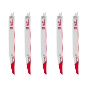 Milwaukee 12 in. 5 TPI AX Nail Embedded Wood Cutting SAWZALL Reciprocating Saw Blades (5-Pack)