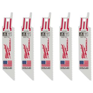 Milwaukee 4 in. 10 Teeth per in. Metal Cutting SAWZALL Reciprocating Saw Blades (5 Pack)