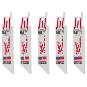 Milwaukee 4 in. 14 Teeth per in. Medium Metal Cutting SAWZALL Reciprocating Saw Blades (5 Pack)