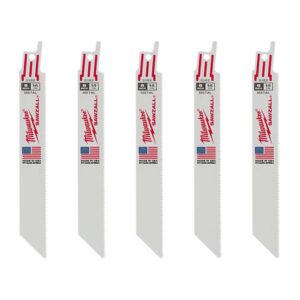 Milwaukee 6 in. 14 Teeth per in. Medium Metal Cutting SAWZALL Reciprocating Saw Blades (5 Pack)