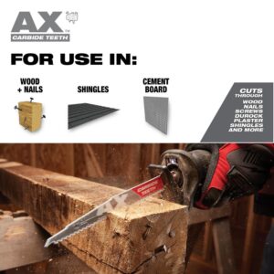 Milwaukee 9 in. 5 TPI AX Carbide Teeth Demo Nail Embedded Wood Cutting SAWZALL Reciprocating Saw Blade (1-Pack)