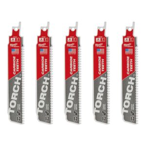 Milwaukee 6 in. 7 TPI TORCH Carbide Teeth Thick Metal Cutting SAWZALL Reciprocating Saw Blade (5 Pack)