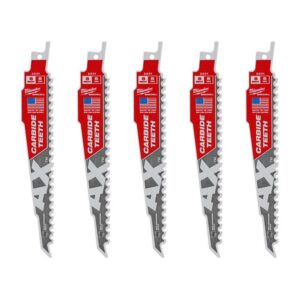 Milwaukee 6 in. 5 Teeth per in. AX Carbide Teeth Demolition Nail Embedded Wood Cutting SAWZALL Reciprocating Saw Blades (5 Pack)