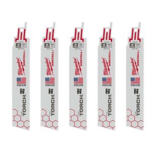 Milwaukee 6 in. 10 TPI Torch Thick Metal Cutting SAWZALL Reciprocating Saw Blades (5-Pack)