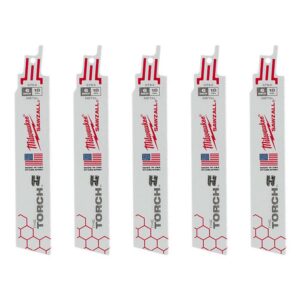 Milwaukee 6 in. 18 TPI Torch Medium Metal Cutting SAWZALL Reciprocating Saw Blades (5-Pack)