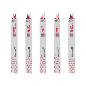 Milwaukee 9 in. 18 TPI Torch Medium Metal Cutting SAWZALL Reciprocating Saw Blades (5-Pack)