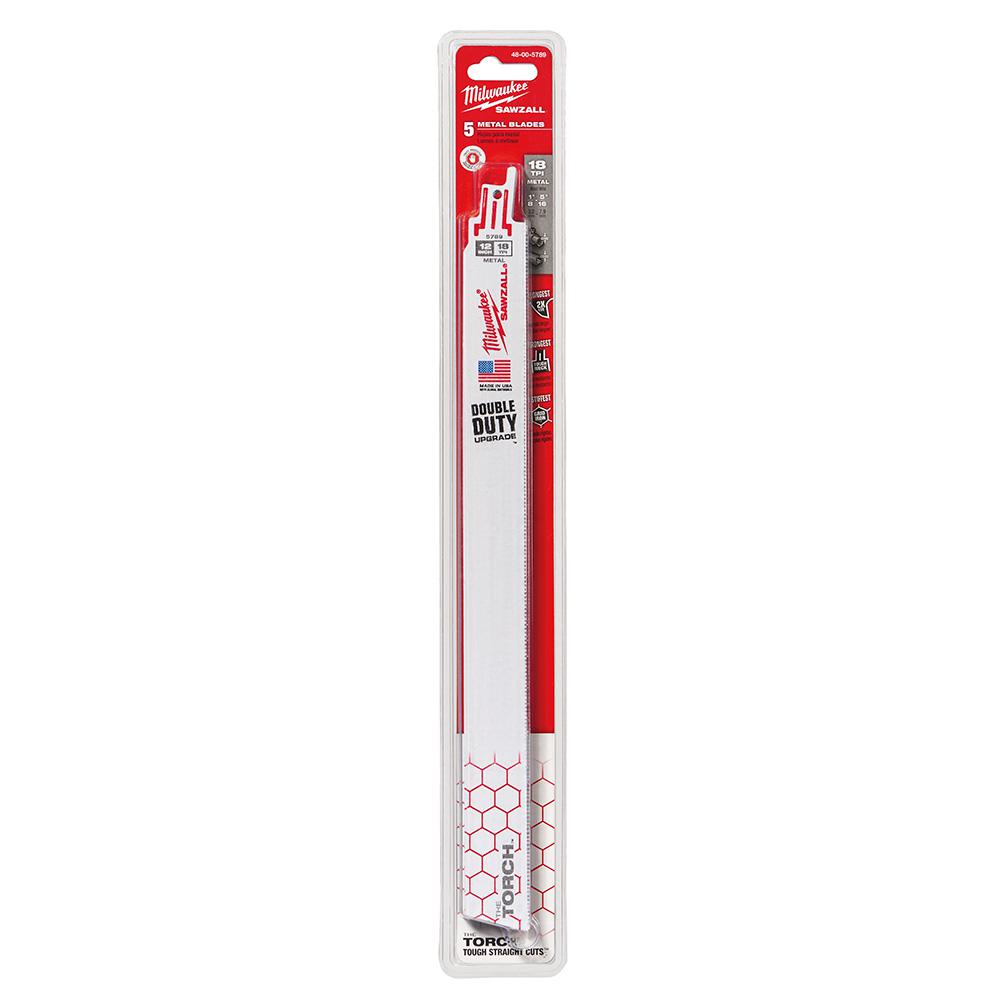 Milwaukee 12 in. 18 TPI Torch Medium Metal Cutting SAWZALL Reciprocating Saw Blades (5-Pack)
