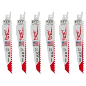Milwaukee 6 in. 5 Teeth per in. AX Nail Embedded Wood Cutting SAWZALL Reciprocating Saw Blades (6 Pack)