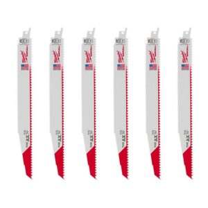 Milwaukee 12 in. 5 Teeth per in. AX Nail Embedded Wood Cutting SAWZALL Reciprocating Saw Blades (6 Pack)