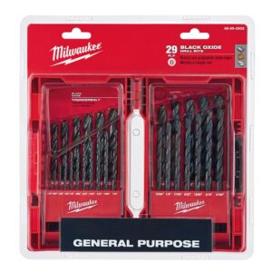 Milwaukee SHOCKWAVE IMPACT DUTY Steel Driver Bit Set (40-Piece) with Black Oxide Steel Drill Bit Set (29-Piece)