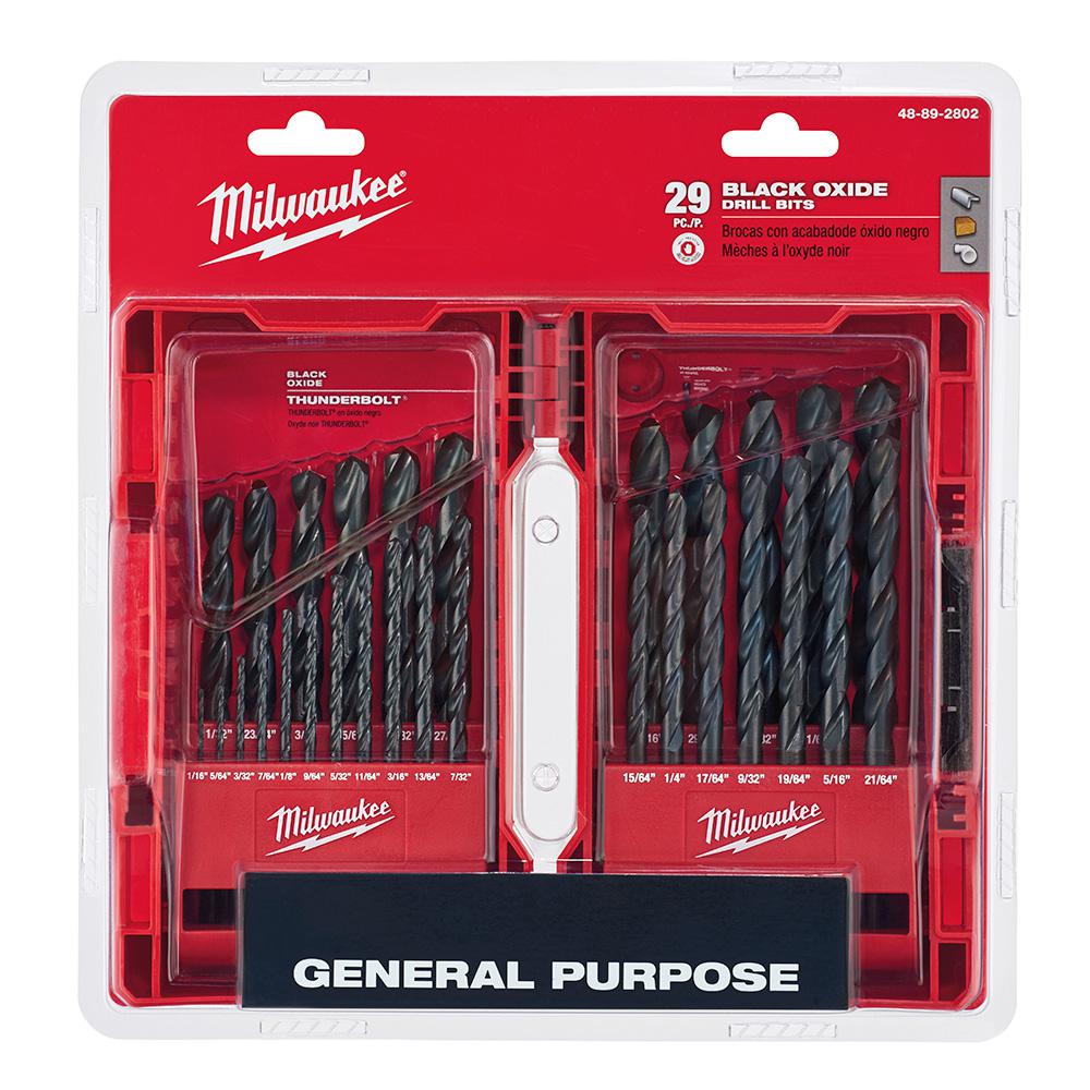 Milwaukee SHOCKWAVE IMPACT DUTY Steel Driver Bit Set (40-Piece) with Black Oxide Steel Drill Bit Set (29-Piece)