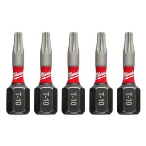 Milwaukee SHOCKWAVE Torx #10 1 in. Impact Duty Steel Screwdriver Bit (5-Pack)
