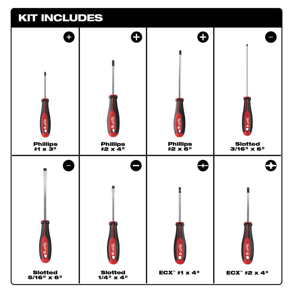 Milwaukee Screwdriver Set with ECX (8-Piece)