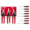 Milwaukee Straight-Cut Offset Aviation Snip (3-Pack) with Screwdriver Set (8-Piece)